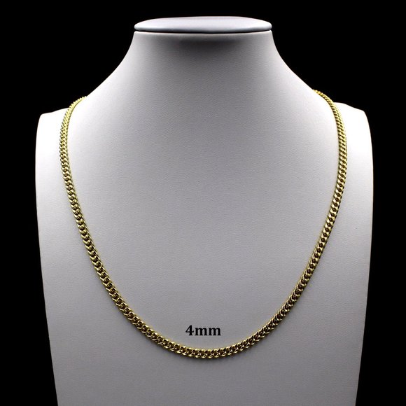 Real 10K Yellow Gold 4mm Miami Cuban Link Chain Necklace 24" inch